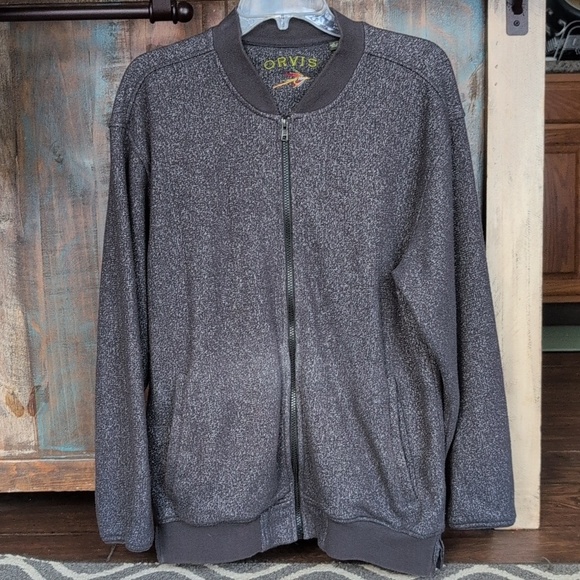 Orvis Other - Orvis Heathered Dark Gray Bomber Jacket Full Zip Sweater - Men's Medium